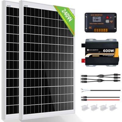 240W Solarpanel Kit solaranlage 1 kWh/Tag: 2pcs 120W Monokristallines Solarpanel + 600W Image