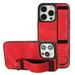 Premium PU Leather Case Compatible with iPhone 13 Pro Case with Wristband Strap Holder Ring Kickstand Slim Fit Anti Scratch Shockproof Classic Phone Cover for iPhone 13 Pro Red