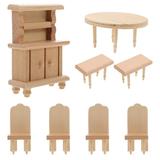 1 Set Dollhouse Table Chair Doll House Furniture Dining Room Miniature Things