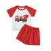 Rovga Outfits For Toddler Girls Kids Baby Unisex Spring Summer Print Cotton Short Sleeve Tshirt Shorts Outfits Clothes