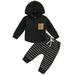 Calsunbaby 2Pcs Kids Toddler Baby Boy Fall Winter Outfits Set Sweatshirt Hoodie Shirts Stipe Pants Clothes Suit 18-24 Months