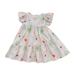 Baby Girls Dress Butterfly Sleeve Round Neck Floral Printed Bowknot Party Princess Sundress For Girls