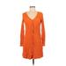 ASOS Casual Dress - Mini V Neck Long sleeves: Orange Solid Dresses - Women's Size 0