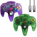 ZeroStory Classic N64 Controller, Wired N64 Controller Joystick with 5.9 Ft N64 AV Cable for N64 Video Game Console (Transparent Green and Transparent Purple)