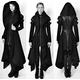 Women Irregular Black Hooded Coat Punk Gothic Cosplay Steampunk Jacket Overcoat Long Coat Women