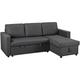 Yaheetech Sofa Bed, L-Shaped Corner Sofa, 3 Seater Pull out Sofa with Storage, Convertible Click Clack Settee Sectional Sofa for Living Room, Office, Grey