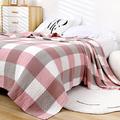 LHGOGO 100% Cotton Throw Blanket for Adults, Versatile Large Throws for Sofas, Lightweight and Soft Bedspread and Quilt for Bed, Double Size 150x200cm Plaid Pattern, Pink