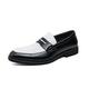 HuitJours Men Two Tone Colors Penny Loafer Slip On Pull on Dress Shoes Casual Boat Shoes Moccasins, A-black White, 6 UK