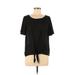 Socialite Short Sleeve Blouse: Black Print Tops - Women's Size Medium