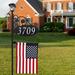 Address America Park Place Oval Double-Sided Reflective Address Sign w/ American Flag & Solar Light- Plastic in Black | 63 H x 16 W x 1 D in | Wayfair