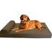 Jumbo HeadRest Orthopedic Memory Foam Dog Bed for Large and Extra Large Dogs Waterproof Liner with Washable Suede Brown Cover 55 X47