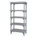 Quantum Storage Systems Millenia Shelving Unit 48 W x 18 D x 86 H 4 open and 1 solid grid shelves with removable shelf mats and 4 posts - Gray Finish