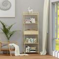 5 Tier Bookshelf with Drawer Bamboo Tall Bookshelf with Display Shelves and Stands Bookcase Storage Shelves for Bedroom Living Room Office Natural