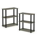 Furinno Turn-S-Tube 23.6 W x 11.6 D x 29.6 H 3-Shelf Display Rack with Square Tube French Oak Gray and Black