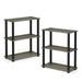 Furinno Turn-S-Tube 23.6 W x 11.6 D x 29.6 H 3-Shelf Display Rack with Square Tube French Oak Gray and Black