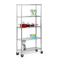 Honey-Can-Do 5-Shelf Steel Heavy Duty Rolling Adjustable Storage Shelves Chrome Holds up to 200 lb per Shelf