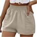 QUYUON Sleep Shorts for Women Womens Sweat Shorts with Pockets Ladies Fishing Shorts Soccer Shorts Women Bermuda Shorts Pants Style S-1907 Shorts for Female with Pockets Women s Hiking Shorts Khaki M