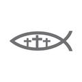 Christian Jesus Fish Three Cross Sticker Decal Die Cut - Self Adhesive Vinyl - Weatherproof - Made in USA - Many Color and Sizes - ichthys faith religious ichthys