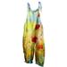 clear 50% off Usmixi Jumpsuits for Women Fashion Tie Dye Loose Pocket Adjustable Strap Cotton Linen Baggy Maxi Jumpsuits Overalls Summer Formal Floral Print Round Neck Sleeveless Long Rompers Yellow l