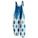Usmixi Jumpsuits for Women Beach Comfy Lightweight Linen Adjustable Strap Loose Wide Leg Casual Long Jumpsuits Overalls Summer Formal Tie-Dye Print Round Neck Sleeveless Maxi Rompers Dark Blue xl