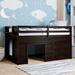 Twin Loft Bed with Cabinet and Storage, Low Loft Bed for Kids Playhouse Bed with Built-in Ladder