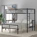 Twin Over Full Metal Bunk Bed with Desk, Ladder and Quality Slats for Bedroom