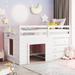 Twin Loft Bed with Cabinet and Storage, Low Loft Bed for Kids Playhouse Bed with Built-in Ladder