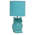 Simple Designs 12.8 Tall Ceramic Owl Table Desk Lamp with Matching Shade Tiffany Blue