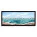 Stupell Industries Panoramic Rocky Ocean View Distant Town Painting Black Framed Art Print Wall Art Design by Grace Popp