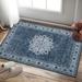 Assile Area Rug 2 x 3 Persian Rug Entryway Vintage Rug Washable Floral Print Indoor Mat for Bathroom Doormat Bedroom Living Room Blue