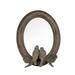 10 Inch Resin Oval Accent Table Mirror Perched Birds Dark Bronze- Saltoro Sherpi