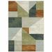 HomeRoots 6 x 9 ft. Gray Teal Blue Rust Green & Ivory Geometric Power Loom Stain Resistant Rectangle Area Rug