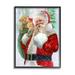 Stupell Industries Jolly Shh Santa Claus Gift Sack Graphic Art Black Framed Art Print Wall Art Design by P.S. Art