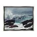 Stupell Industries Crashing Waves Ocean Rocks Cliffs Rough Waters Painting Luster Gray Floating Framed Canvas Print Wall Art Design by Lettered and Lined