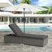 JOIVI Outdoor Chaise Lounge Chair Patio Reclining Sun Lounger Gray Wicker Rattan Adjustable Lounge Chair Steel Frame with Removable Dark Gray Cushions for Poolside Deck and Backyard 1 Pack
