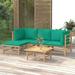 Gecheer 5 Piece Patio Set with Green Cushions Bamboo