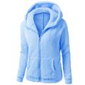 Wendunide 2024 Clearance Sales Coats for Women Women Hooded Sweater Coat Winter Warm Wool Zipper Coat Cotton Coat Outwear Womens Jackets Blue 5XL