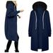 Wendunide 2024 Clearance Sales Coats for Women Women s Warm Zipper Open Hoodies Sweatshirt Long Coat Jacket Top Outwear Womens Jackets Dark Blue XL