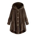 Dtydtpe Clearance Sales Cardigan for Women Plus Size Button Plush Hooded Loose Cardigan Wool Coat Winter Jacket Womens Long Sleeve Tops Winter Coats for Women