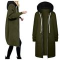 Wendunide 2024 Clearance Sales Coats for Women Women s Warm Zipper Open Hoodies Sweatshirt Long Coat Jacket Top Outwear Womens Jackets Army Green XL