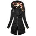 Wendunide 2024 Clearance Sales Hoodies for Women Women Fashion Floral Print Jacket Zipper Pocket Sweatshirt Long Sleeve Coat Womens Hoodies Black XL