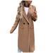Dtydtpe 2024 Clearance Sales Winter Coats for Women 2024 New Solid Woolen Coat with Stand-Up Collar Coat Womens Long Sleeve Tops