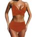 iOPQO swimsuit women Women s Red Cross High Waist V Neck Bikini Sets Swimmear Beachwear Bikinis Set Red XL