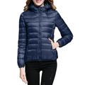 Dtydtpe 2024 Clearance Sales Women s Packable Down Jacket Lightweight Puffer Jacket Hooded Winter Coat Navy M