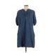 Philosophy Republic Clothing Casual Dress - Shift High Neck Short sleeves: Blue Solid Dresses - Women's Size Medium