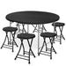 MoNiBloom 6-Person Folding Round Outdoor Table & Chair Set Plastic/Metal in Black | 60 W x 60 D in | Wayfair CBO-0046PBK-60BKGY