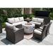 Red Barrel Studio® Forrest 8 Piece Rattan Sofa Seating Group w/ Cushions Synthetic Wicker/All - Weather Wicker/Wicker/Rattan in White/Brown | Outdoor Furniture | Wayfair