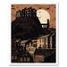 Dramatic Full Moon Rising Behind Edinburgh Castle Art Print Framed Poster Wall Decor 12x16 inch