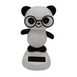 Deyuer Lovely Glasses Panda Solar Power Swinging Doll Car Interior Ornament Decor Gift