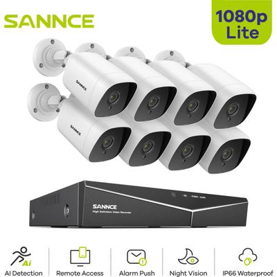 Sannce Kabelgebundenes Videoüberwachungsset 16 ch 5 in 1 1080N dvr + 1080P HD-Kamera Nachtsicht 20